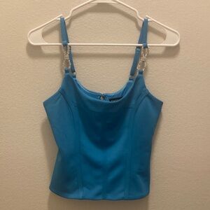 bebe Blue Camisole with Chain Accents brand new with tags